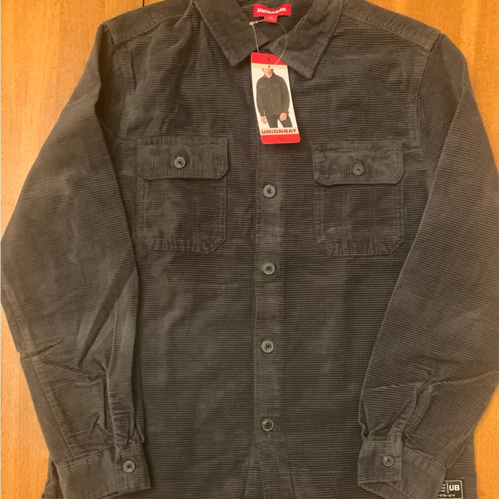 UNIONBAY Men’s Corduroy Overshirt, Gray, Medium
